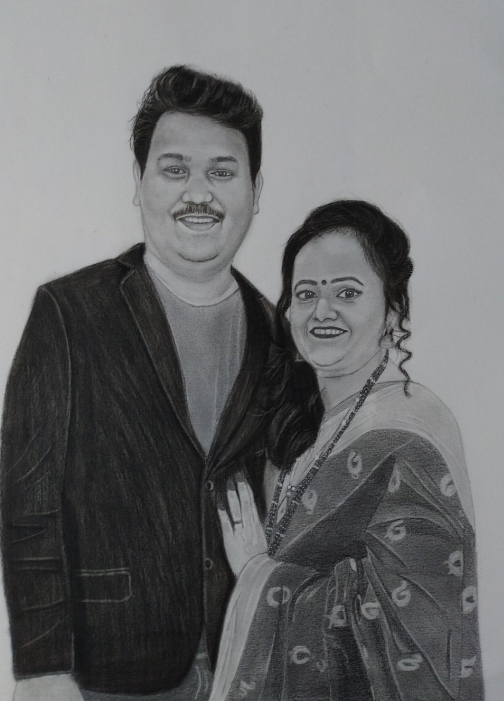 Couple Portrait (Black And White Sketch )