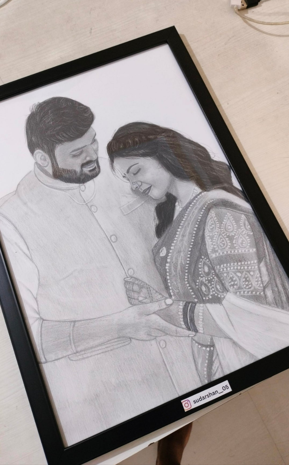 Couple Portrait (Black And White Sketch )