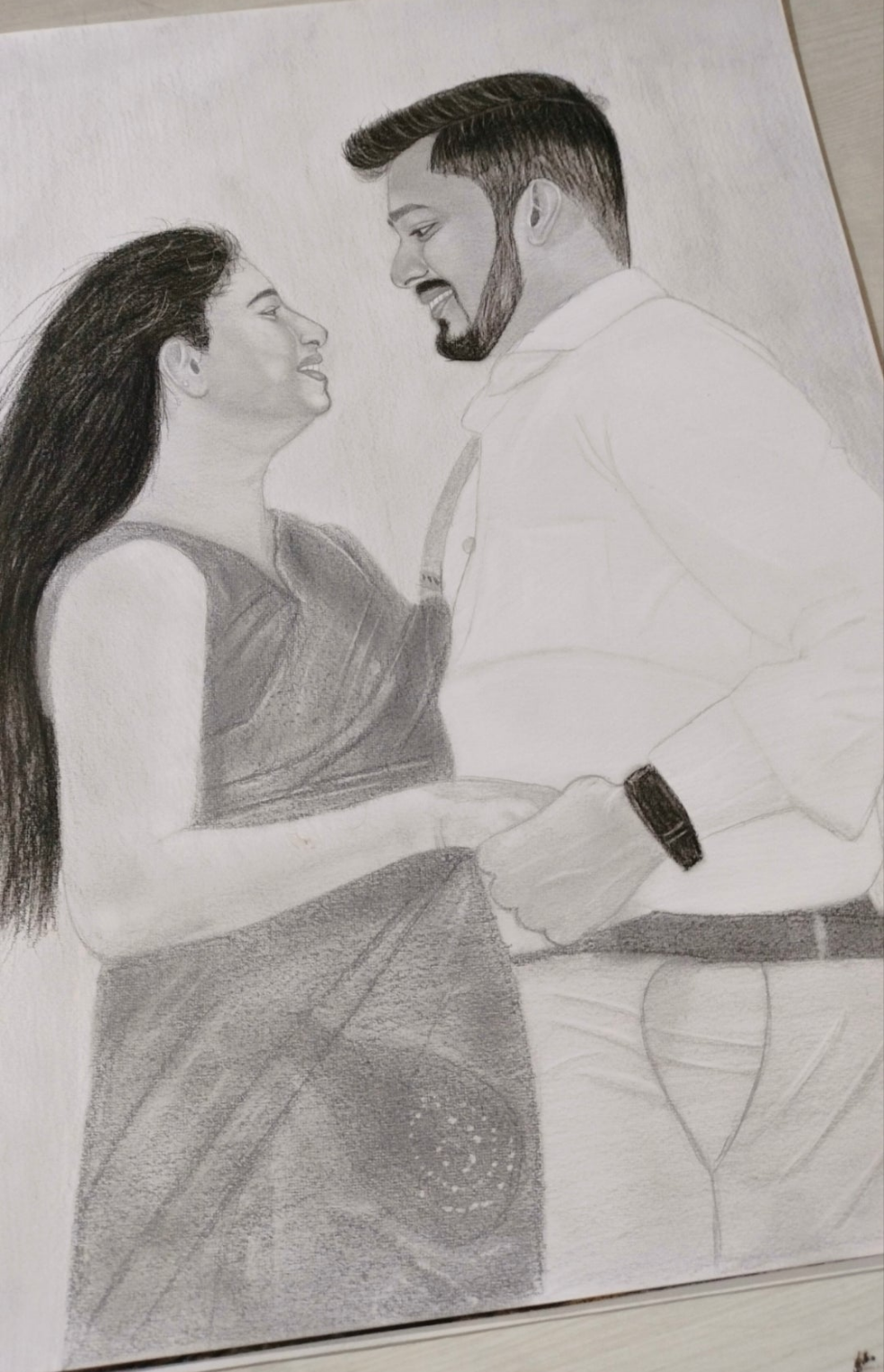 Couple Portrait (Black And White Sketch )
