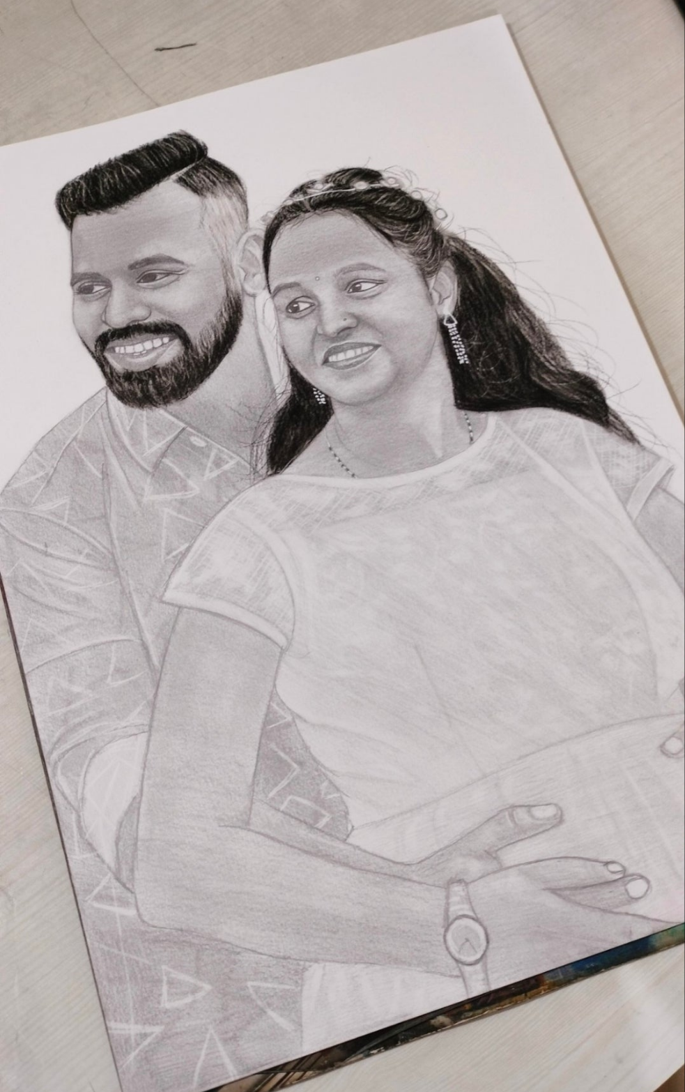 Couple Portrait (Black And White Sketch )