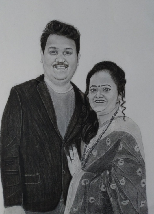 Couple Portrait (Black And White Sketch )