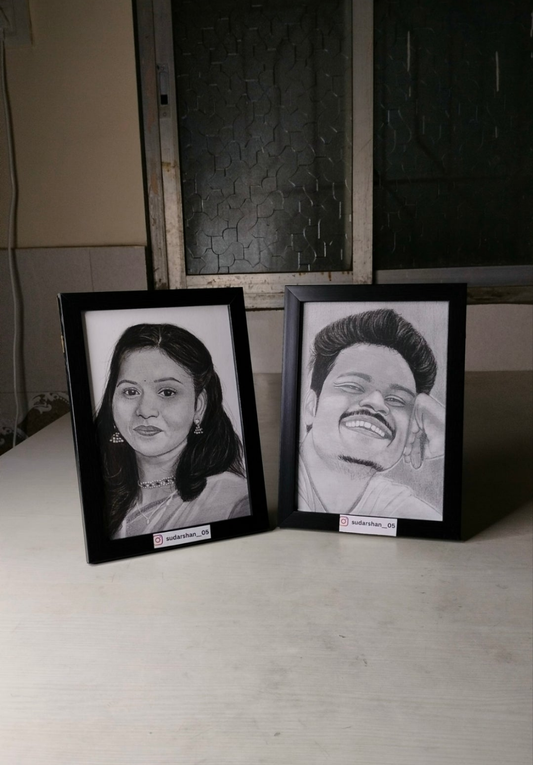 Mini Sketch (6x8 Inch) – Hand-Drawn Black & White Portrait