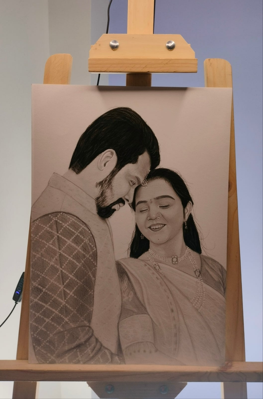 Couple Portrait (Black And White Sketch )