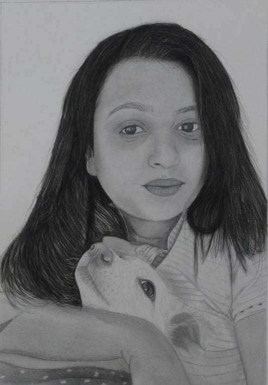 Customize Pet Portrait -Hand-Drawn Black & White Masterpiece
